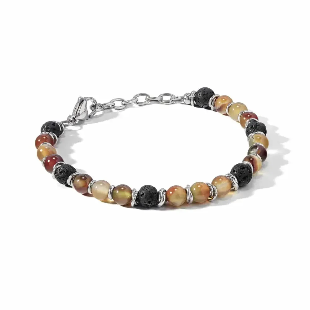 Bracciale Uomo Comete District Acciaio Onice Pietra Lavica