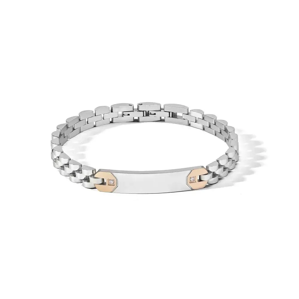 Bracciale Uomo COMETE Zip Acciaio Rosé e Zirconi