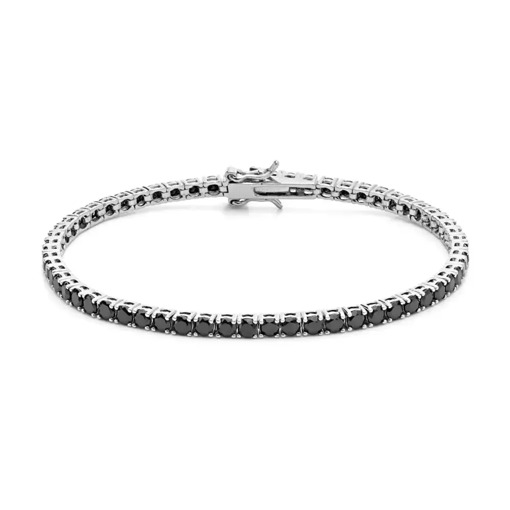 Bracciale Tennis Argento Zirconi Neri Comete Uomo