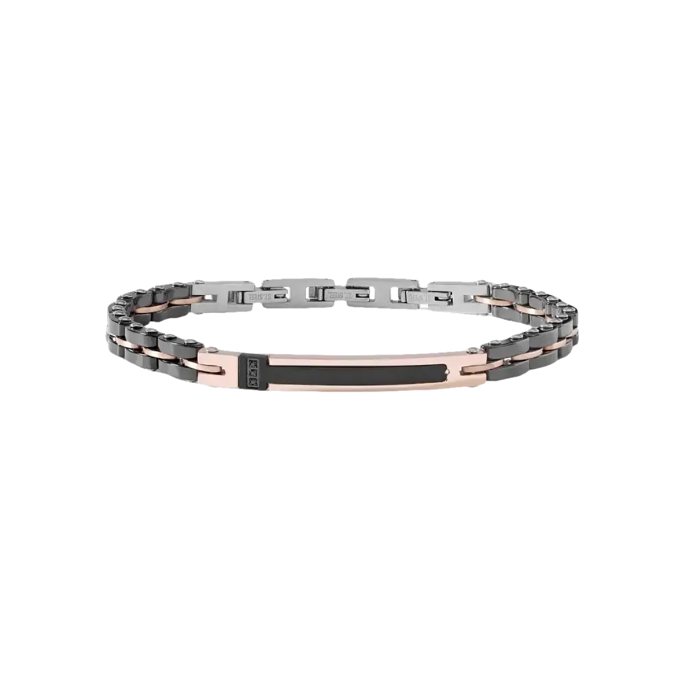 Bracciale Uomo Comete Tyres Acciaio e Ceramica Nera