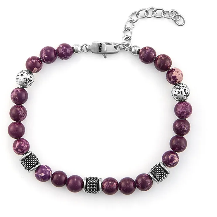 Bracciale uomo gioielli 4US Cesare Paciotti 4ubr6244 con sfere viola