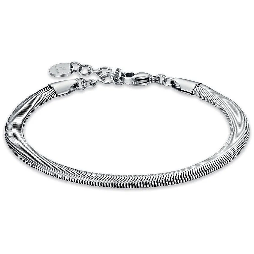 Bracciale uomo gioielli Luca Barra Spring in acciaio con maglia snake ba1336