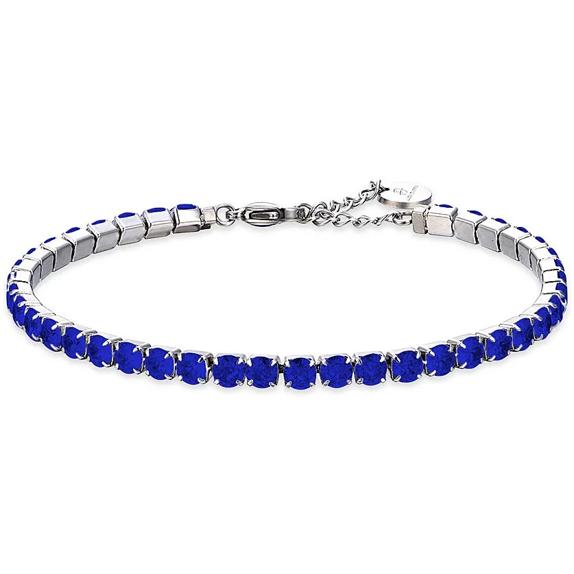 Bracciale tennis in acciaio uomo gioielli Luca Barra BA1480 con pietre blu