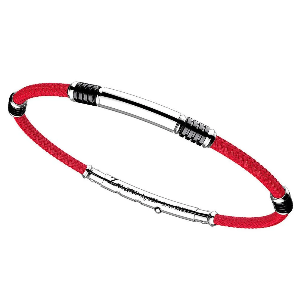 Bracciale Zancan da uomo in argento e kevlar rosso - EXB576-RO