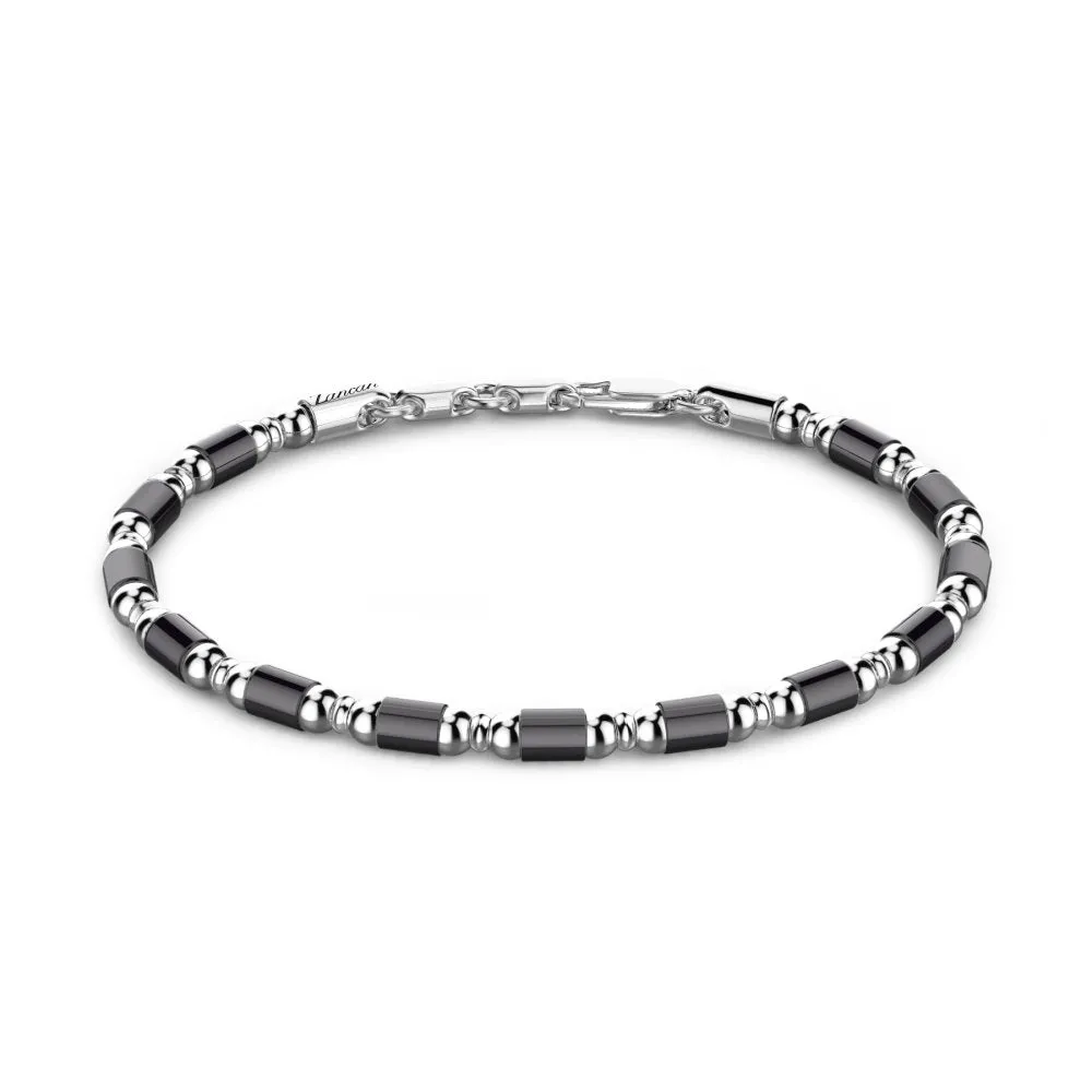 Bracciale Zancan morbido in argento a sfere ed elementi tubolari - ESB191