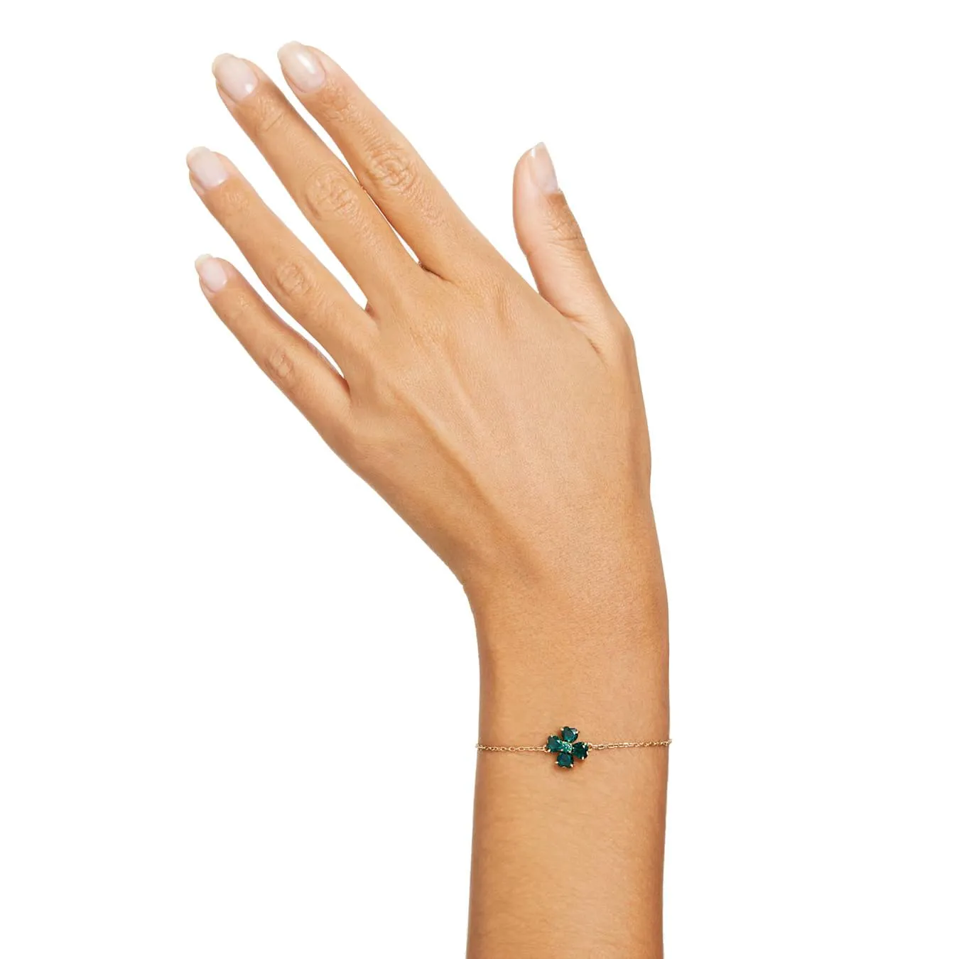 Braccialetto Swarovski Idyllia Taglio misto, Quadrifoglio, Verde, Placcato color oro