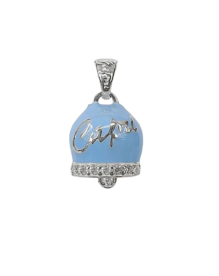 Ciondolo Campana Capri in argento 925 zirconato colore azzurro