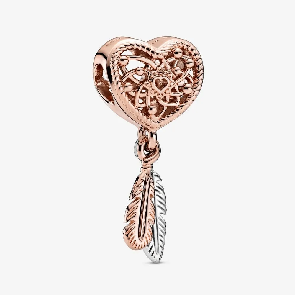 Charm Acchiappasogni con piume e cuore openwork - 789068c00