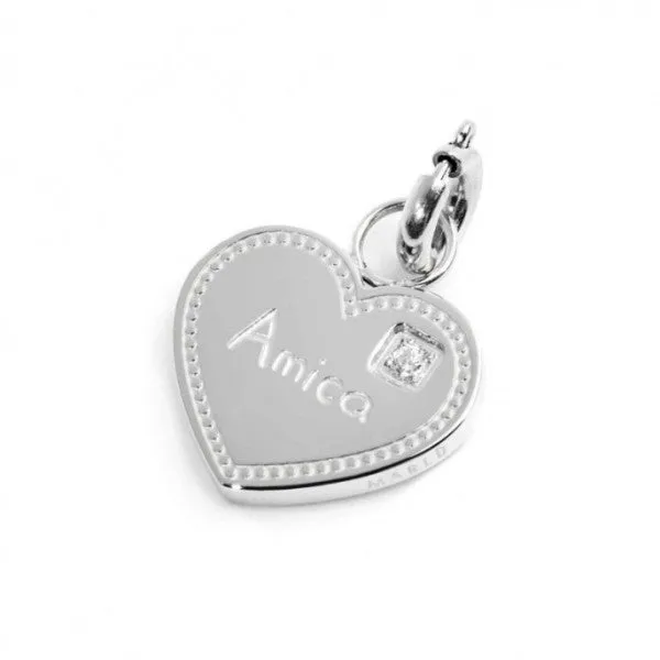 CHARM AMICA A FORMA DI CUORE CON CRISTALLO BIANCO
