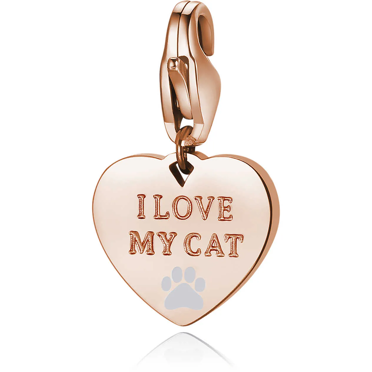 CIONDOLI SAGAPÒ HAPPY CHARM I LOVE MY CAT CUORE PVD ORO ROSA - SHA341