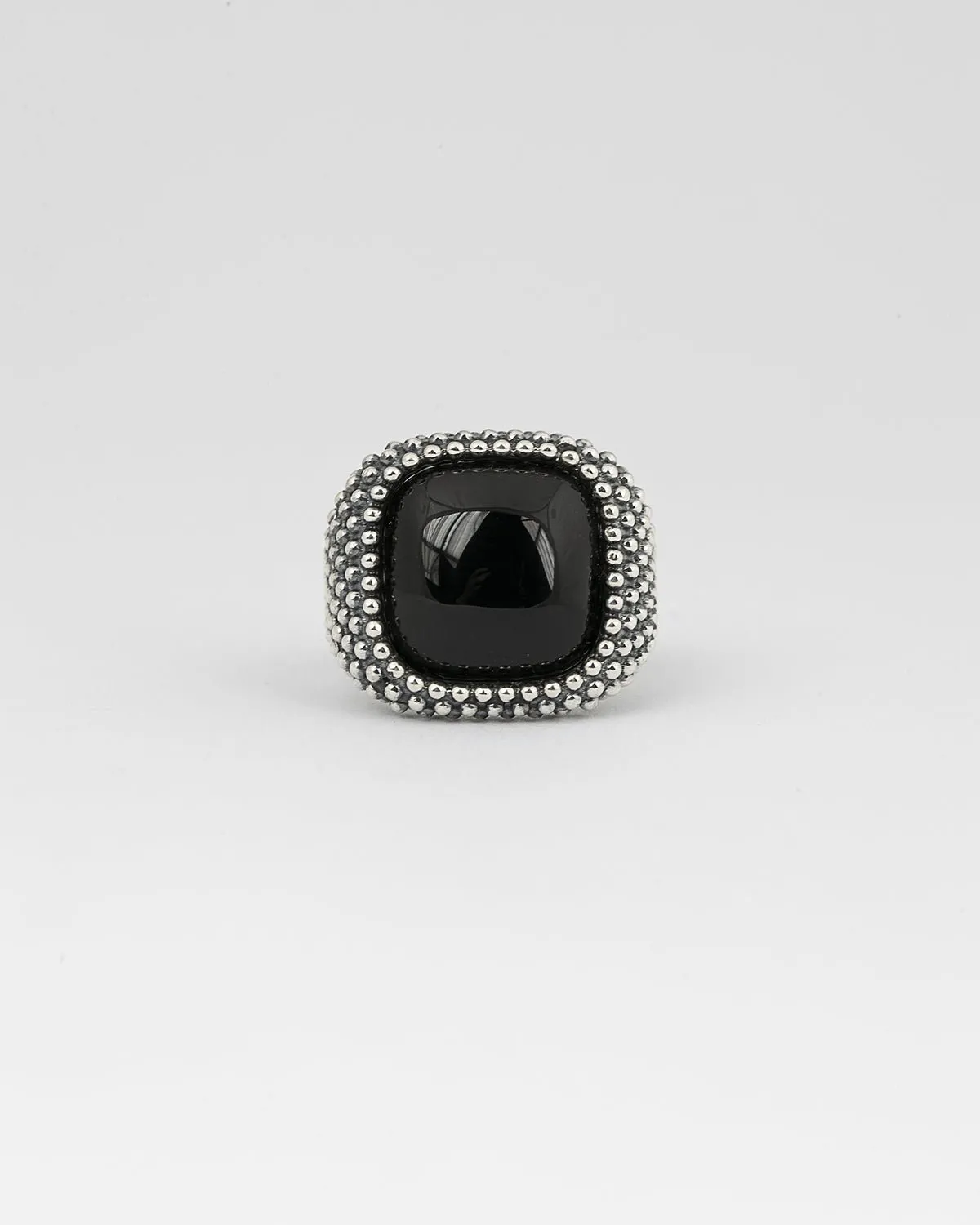 CHEVALIER QUADRATO PUNTINATO CON PIETRA ONICE - N25ANEPQ073