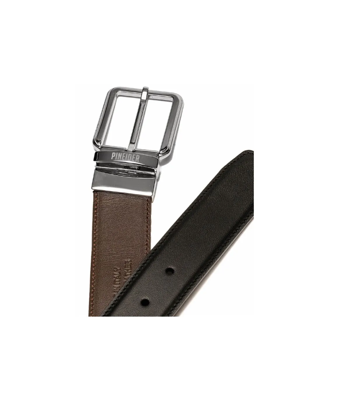 Cintura Reversibile Pineider in Pelle Bottalata Fibbia Rettangolare