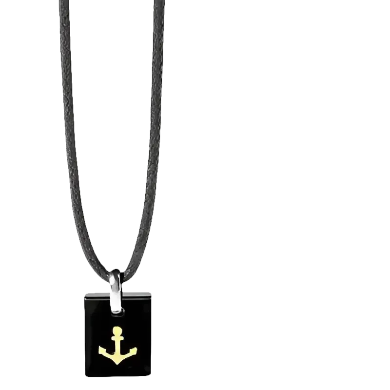 Ciondolo ancora Oro e Ceramica Nera COMETE