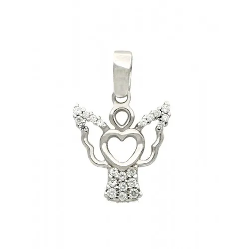 CIONDOLO ANGELO IN ORO BIANCO 18 KT + COLLANA LACCIO OMAGGIO