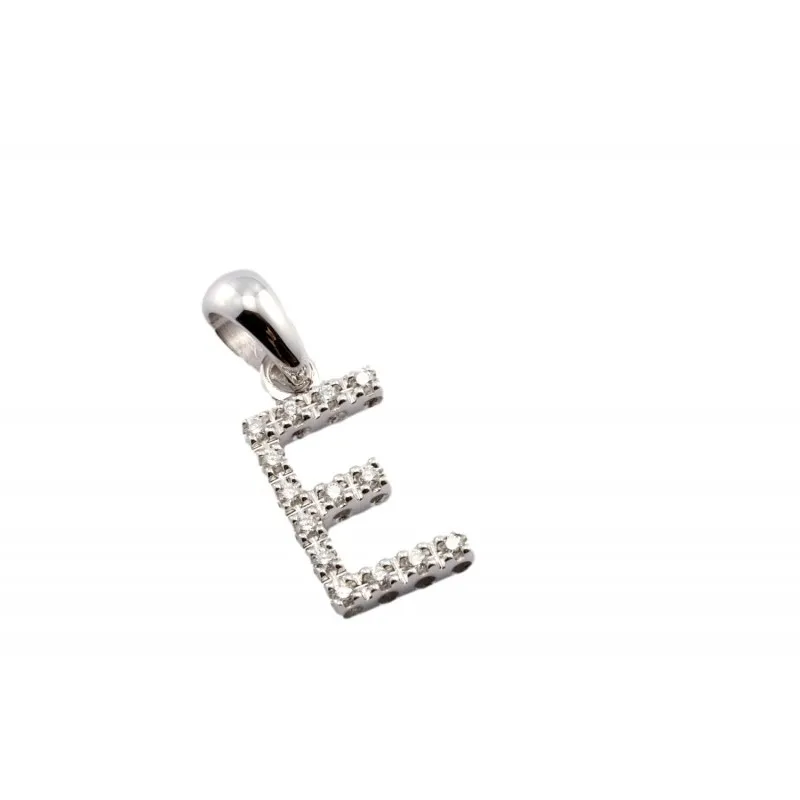 ciondolo iniziale donna Giorgio Visconti lettera E cb33848-e in oro 750 bianco con diamanti