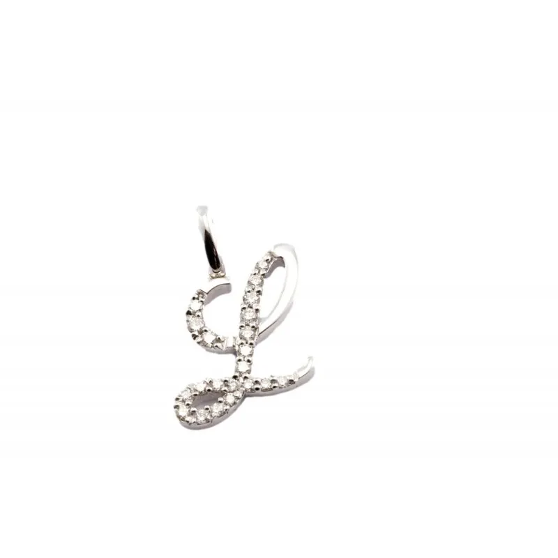 ciondolo iniziale donna Giorgio Visconti lettera L cb38901L in oro 750 bianco con diamanti