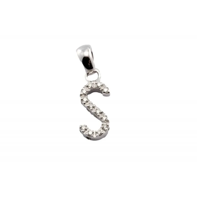 ciondolo iniziale donna Giorgio Visconti lettera S cb33848-s in oro 750 bianco con diamanti