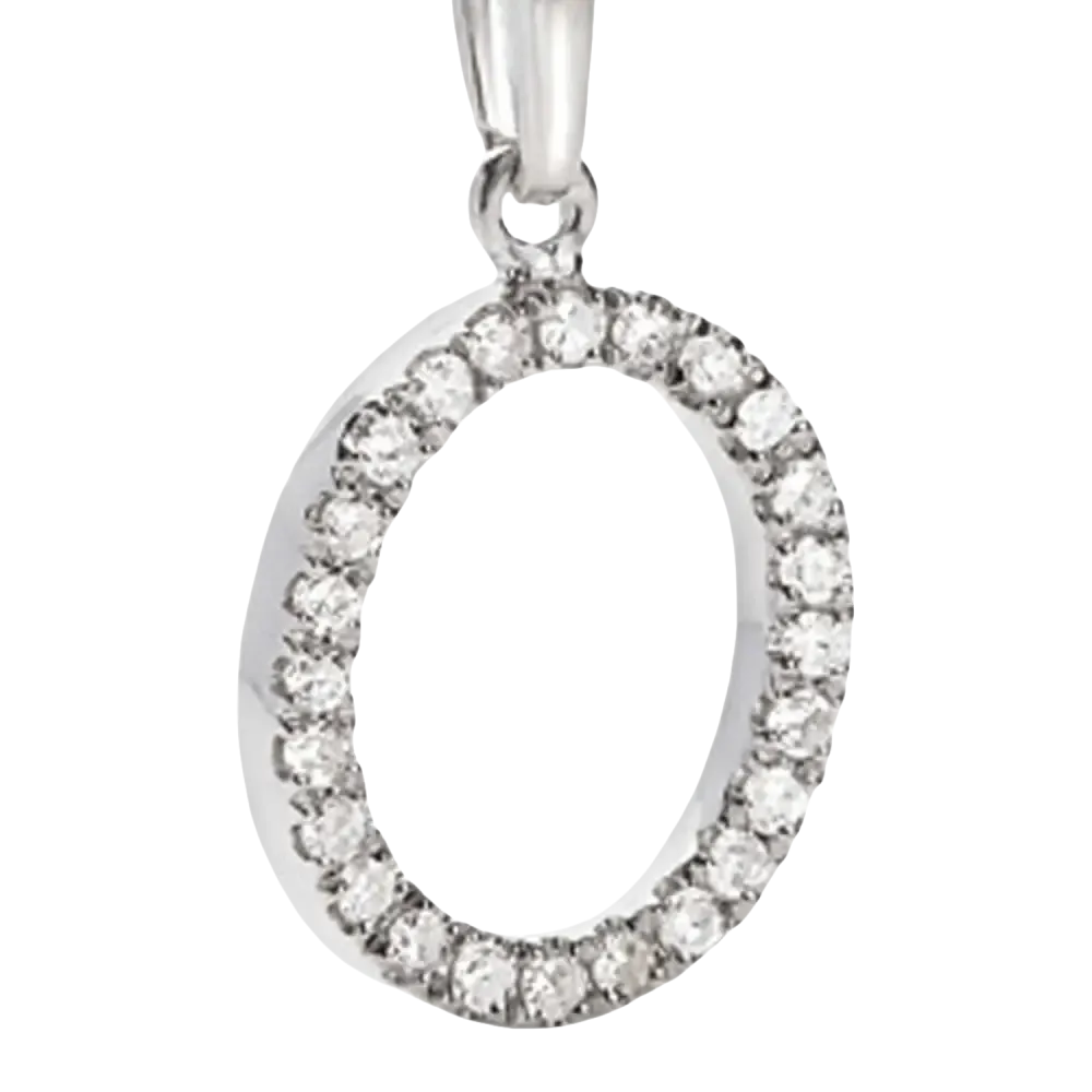 Ciondolo Lettera O oro bianco e zirconi AMBROSIA