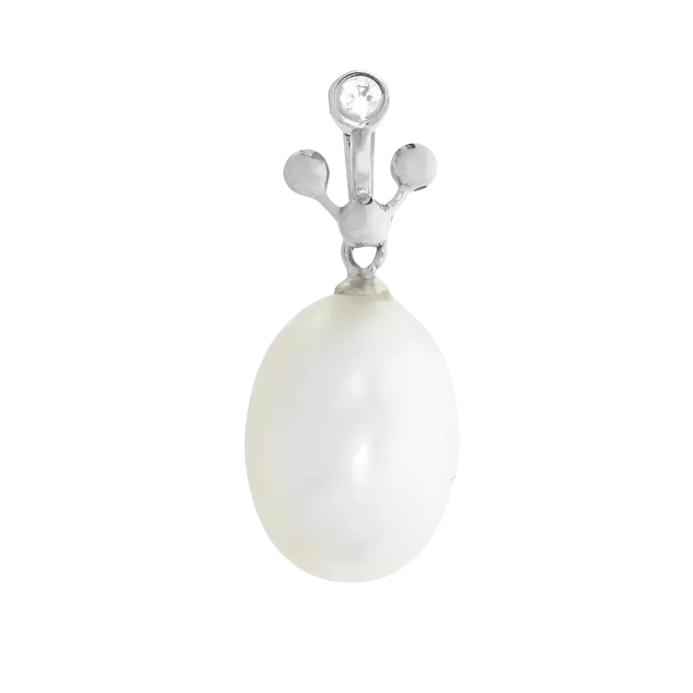 Ciondolo Oro Bianco e Perla a goccia AMBROSIA