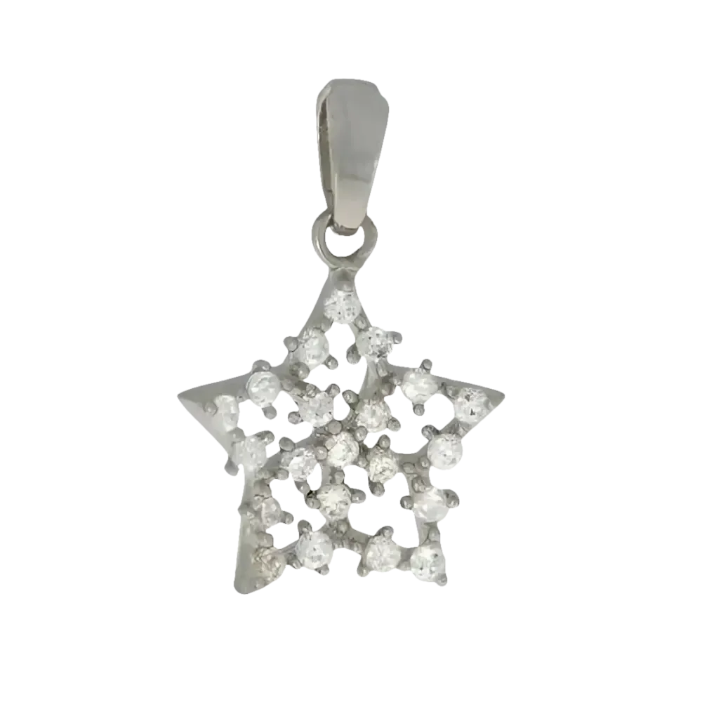 Ciondolo Stella Oro Bianco e Zirconi AMBROSIA ACZ 006