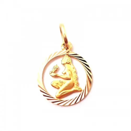 CIONDOLO VERGINE SEGNO ZODIACALE IN ORO GIALLO 18KT + COLLANA LACCIO IN OMAGGIO
