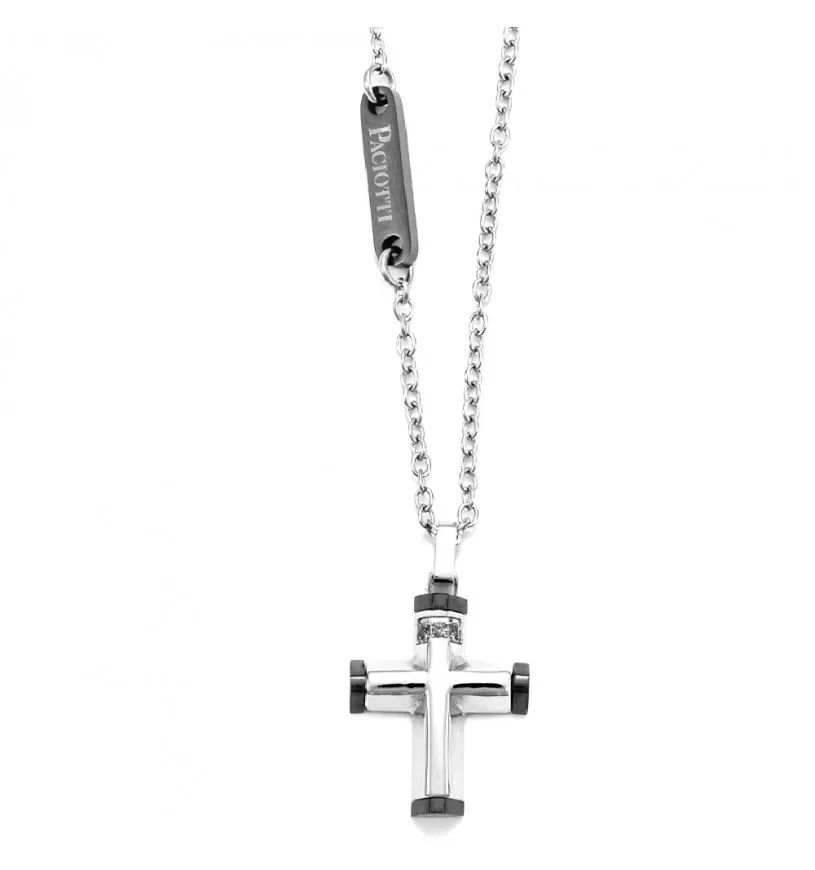 Collana 4US Cesare Paciotti croce uomo 4UCL5582 con pendente in acciaio
