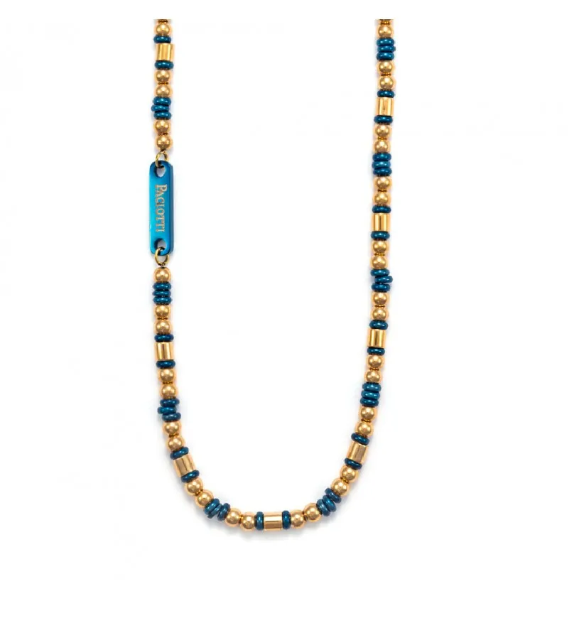 Collana 4US Cesare Paciotti uomo 4UCL5568 con elementi oro e blu