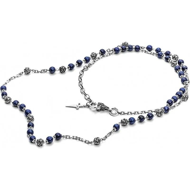 collana a rosario uomo Cesare Paciotti Nightly jpcl1500b argento con lapislazzuli