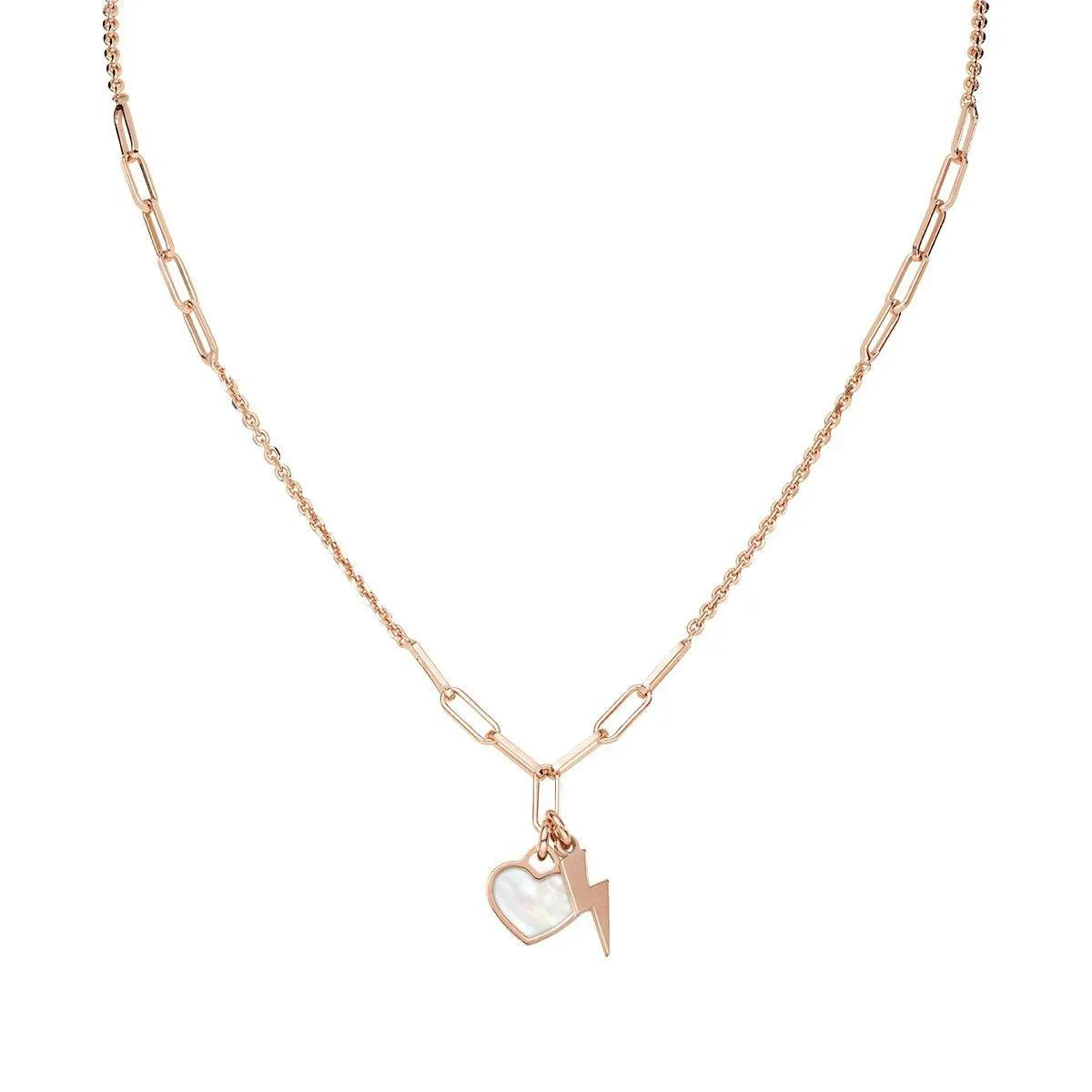 Collana Amore Fulmine e Cuore Rosè