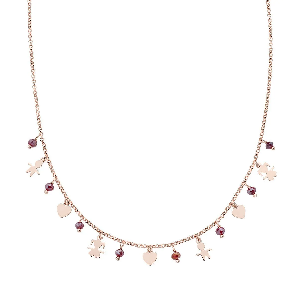 Collana Charm Bambini e Cuori Rosè - CLBIMIRR