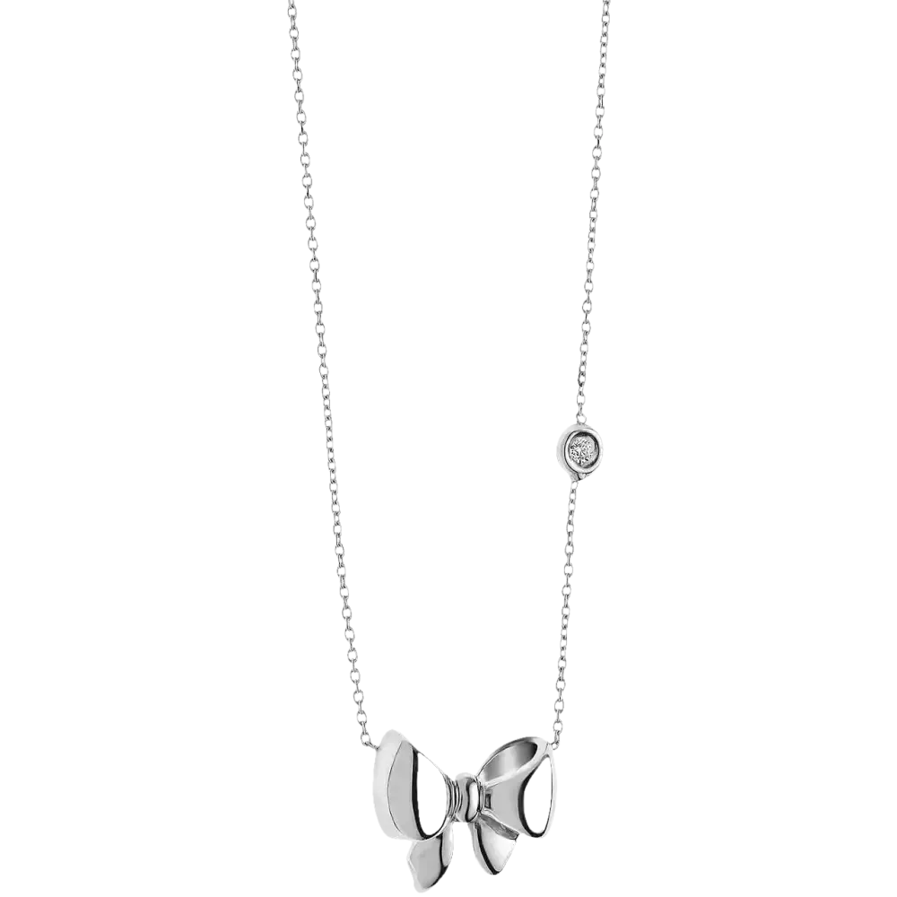 Collana Comete Fiocco Oro Bianco e Diamante