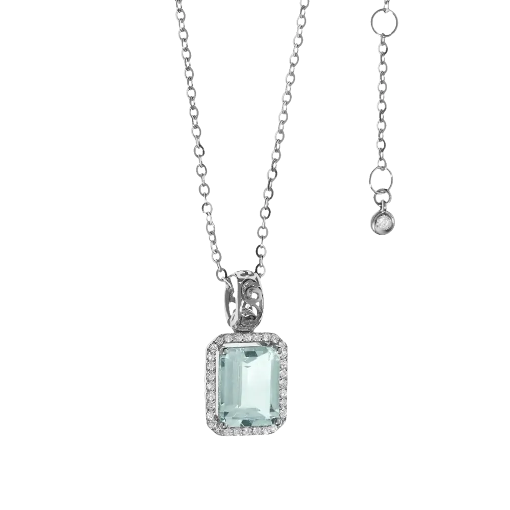 Collana con Acquamarina Naturale e Diamanti GLQ 250