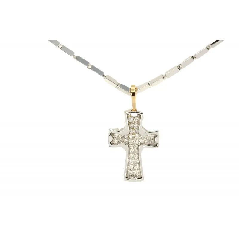 collana con crocetta uomo Chimento Cross 82744711 in oro 750 bianco con diamanti