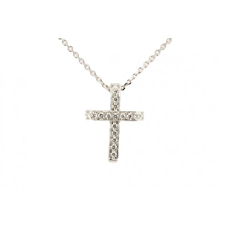 collana con pendente croce donna Giorgio Visconti gbx36691 in oro 750 bianco con diamanti