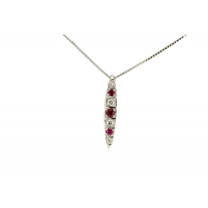 collana con pendente donna Bliss lav001367 in oro 750 bianco con rubini e diamanti
