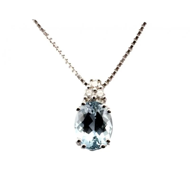 collana con pendente donna Giorgio Visconti gb34156c in oro 750 bianco con Acqua marina e diamanti