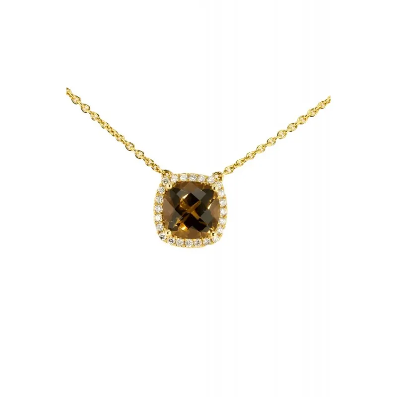 collana con pendente donna Giorgio Visconti ggx33685 in oro 750 giallo con topazio citrino e diamanti