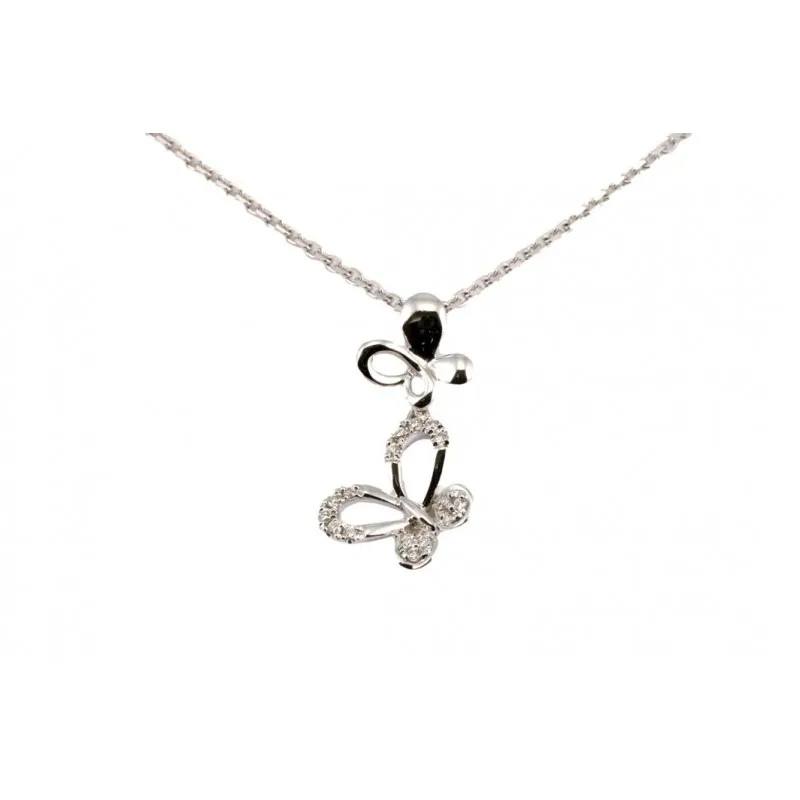 collana con pendente farfalle donna Giorgio Visconti gbx38036 in oro 750 bianco con diamanti