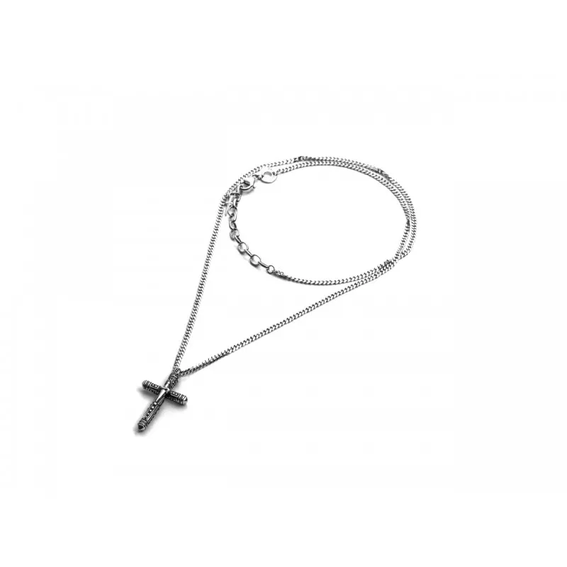 collana con pendente uomo Cesare Paciotti Crocetta Scolpita JPCL1444b argento