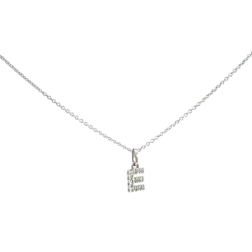 Crivelli Girocollo con Iniziale E in oro bianco e diamanti