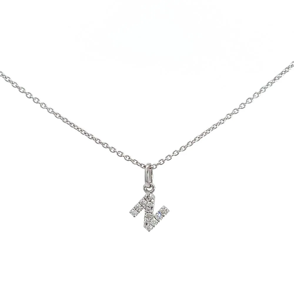 Crivelli Girocollo con Iniziale N in oro bianco e diamanti