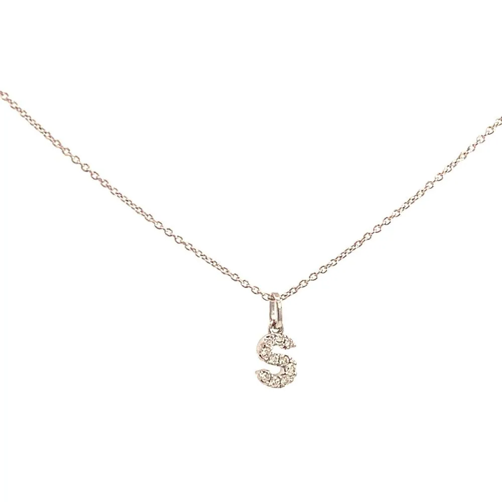 Crivelli Girocollo con Iniziale S in oro bianco e diamanti