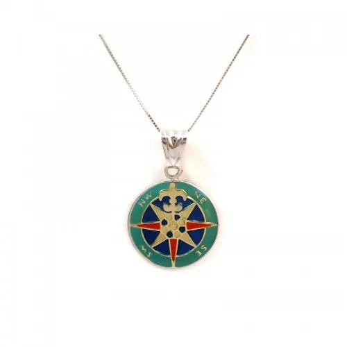 COLLANA DA UOMO IN ORO BIANCO 18 KT CON ROSA DEI VENTI