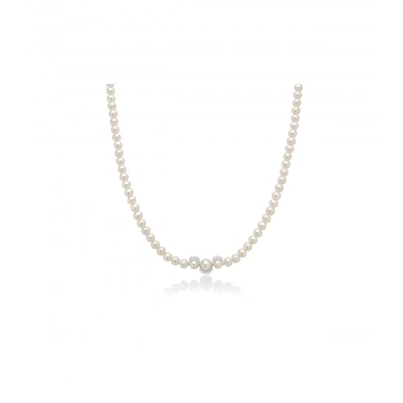 collana di perle donna Miluna perle oriente pcl6583 in oro 750 bianco con perle 5-7 mm e diamanti