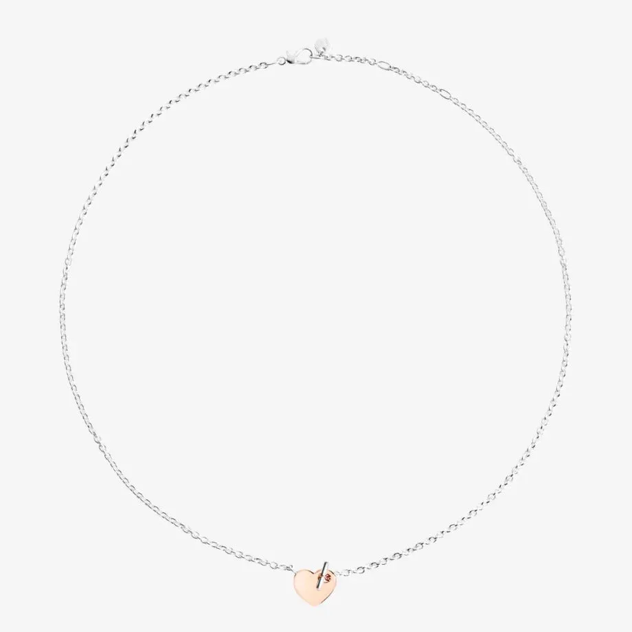 COLLANA DODO CUORE TBAR ARGENTO ORO ROSA DCC4002-HEART-0009A