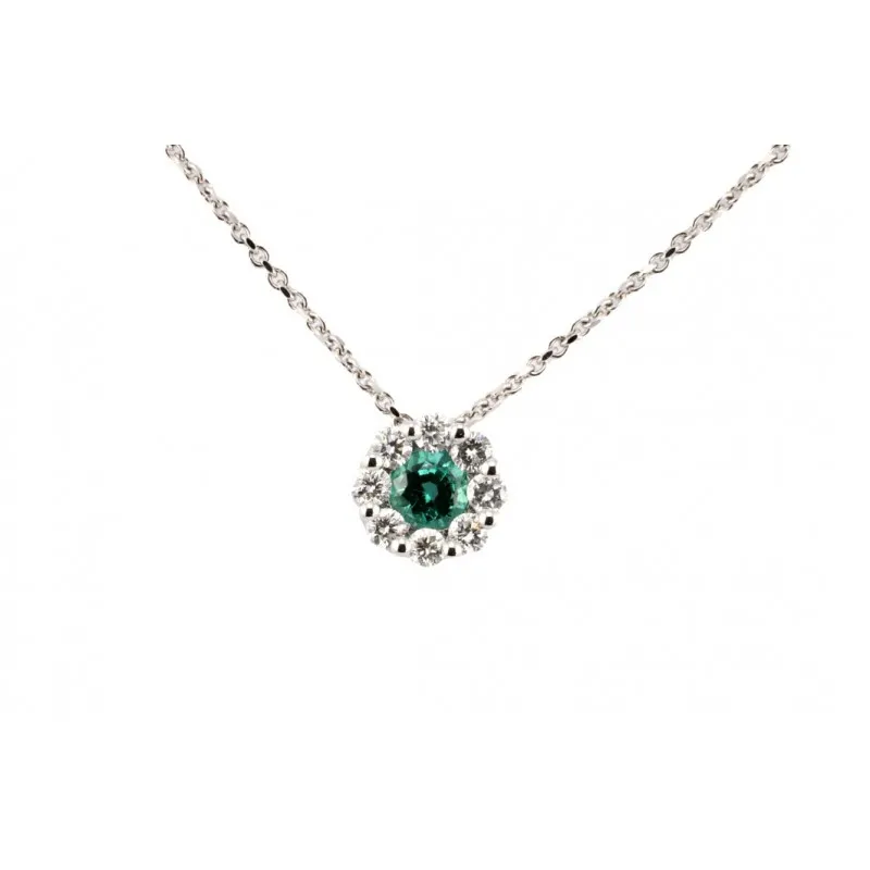 collana donna Giorgio Visconti oro bianco 750, smeraldo e diamanti modello gbx36775s