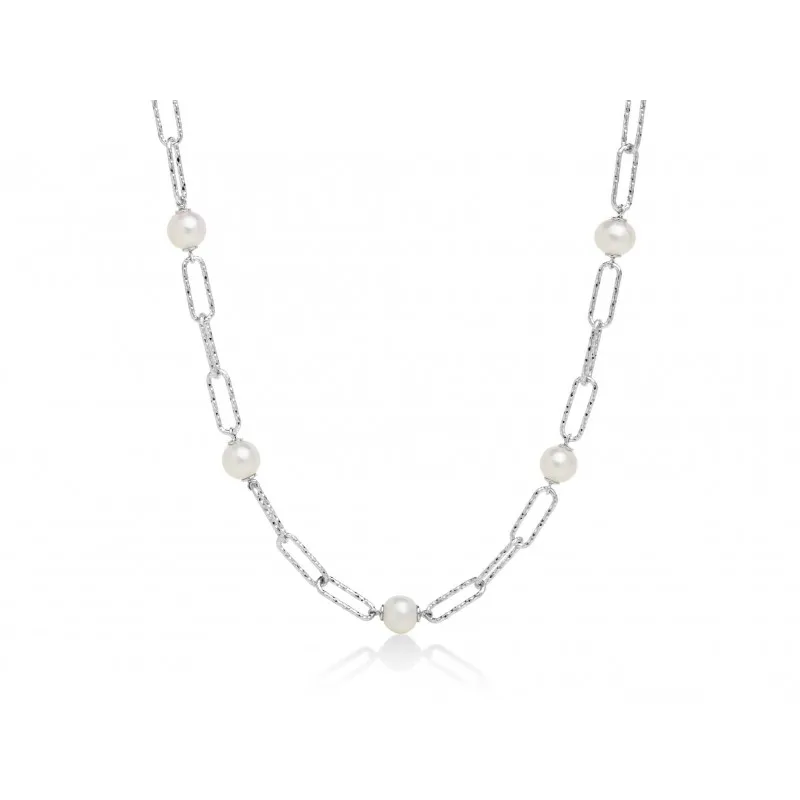 collana donna Miss Italia Miluna in argento 925 con perle coltivate d'acqua dolce