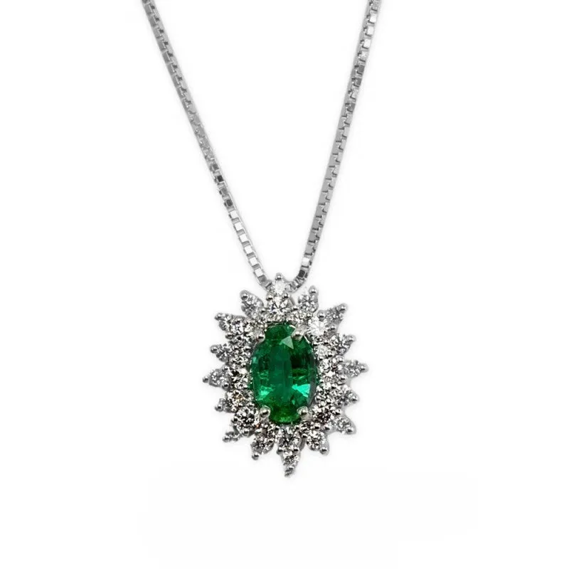 Collana Davite & Delucchi - Rosetta con Smeraldo e Diamanti