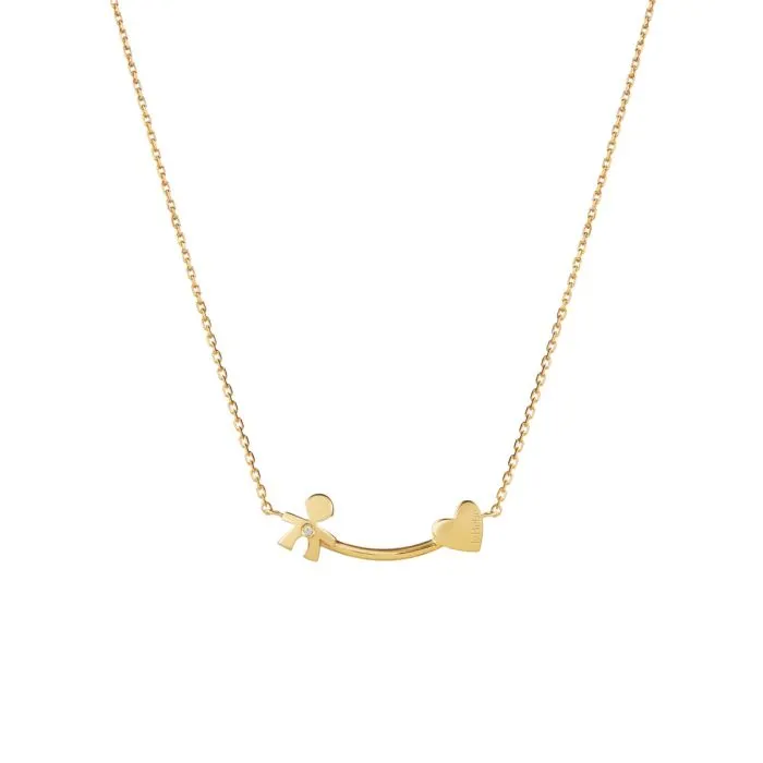 COLLANA LES PETITS BIMBO E CUORE ORO GIALLO E DIAMANTE LBB730
