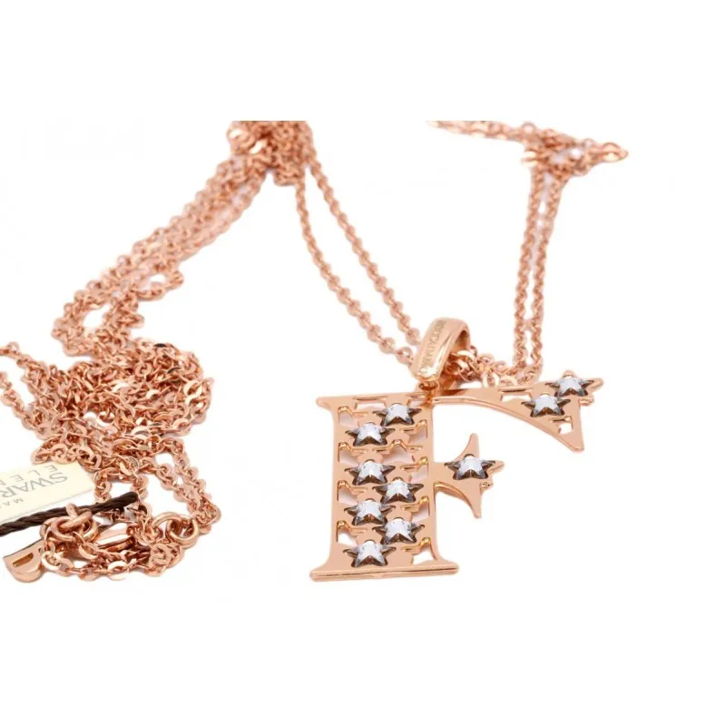 collana lunga donna Boccadamo Iniziale F xgr046f acciaio con cristalli Swarovski